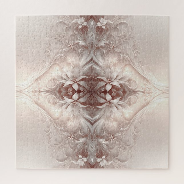 White Ivory Floral Jigsaw Puzzle (Vertical)