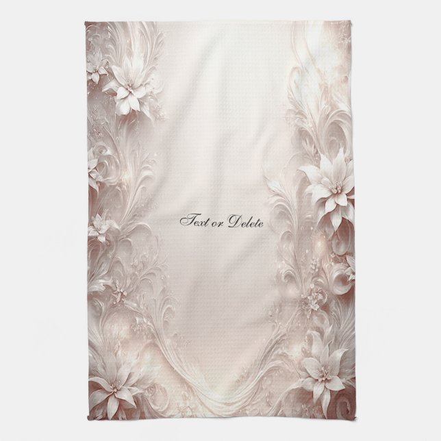 White Ivory Floral Kitchen Towels (Vertical)