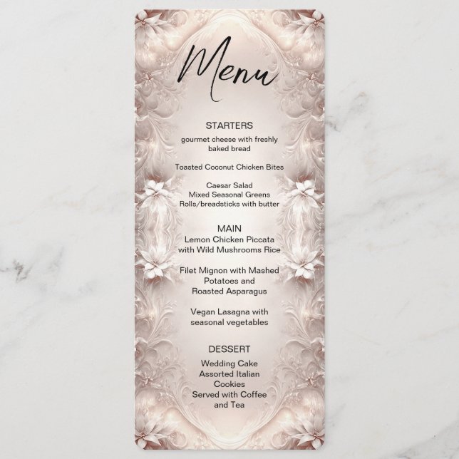White Ivory Floral Menu (Front)