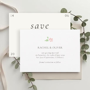 White & Ivory Floral Rose Wedding Save The Date