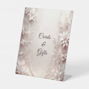 White Ivory Floral Tabletop Signs