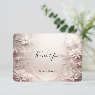 White Ivory Floral Thank You Card