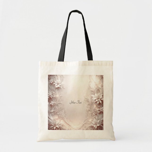 White Ivory Floral Tote Bag (Front)