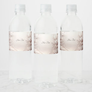 White Ivory Floral Water Bottle Label