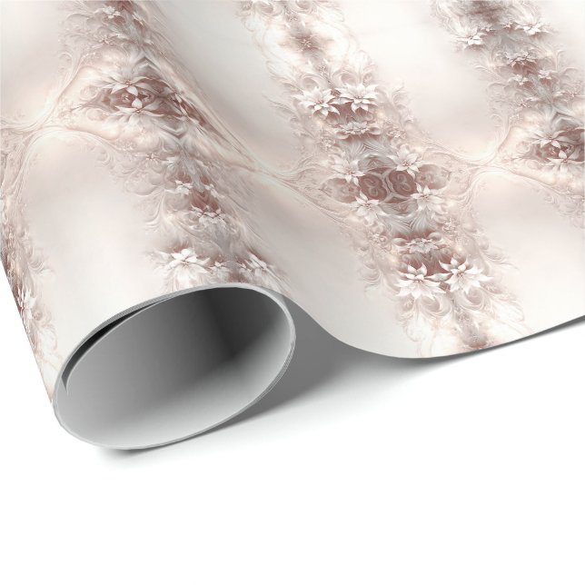 White Ivory Floral Wrapping Paper (Roll Corner)
