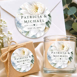 White Ivory Quiet Luxury Romantic Elegant Wedding  Classic Round Sticker
