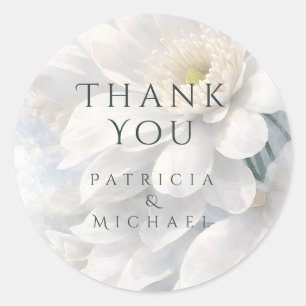 White Ivory Quiet Luxury Romantic Elegant Wedding Classic Round Sticker