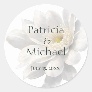 White Ivory Quiet Luxury Romantic Elegant Wedding  Classic Round Sticker