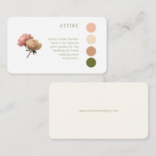 White & Ivory Rose Wedding Attire Dress Code Enclosure Card