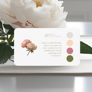 White & Ivory Rose Wedding Attire Dress Code Enclosure Card