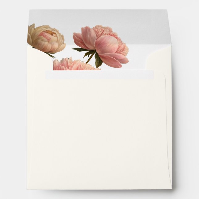 White & Ivory | Square Rose Wedding  Envelope (Back (Bottom))