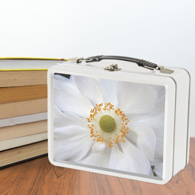 White Japanese Anemone Floral Metal Lunch Box (In Situ Books)