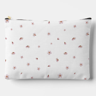 White Japanese Cherry Blossom Floral Pattern Accessory Pouch