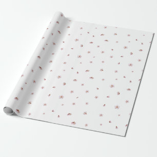 White Japanese Cherry Blossom Floral Pattern Wrapping Paper