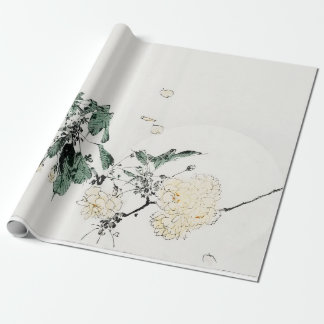 WHITE JAPANESE FLOWER PRINT Wrapping Paper