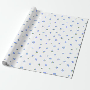 White Japanese Nemophila Floral Pattern クッション Wrapping Paper