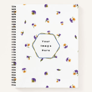 White Japanese Purple White Viola Floral Pattern Notebook