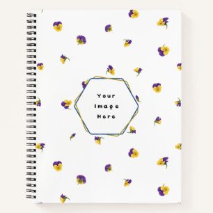 White Japanese Purple Yellow Viola Floral Pattern Notebook