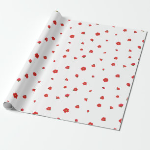 White Japanese Quince Floral Pattern Wrapping Paper