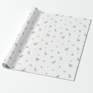 White Japanese Snowdrop Floral Pattern Wrapping Paper
