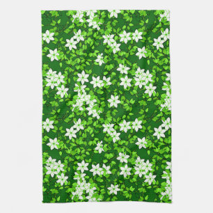 White Jasmine Among Green Leaves Tea Towel