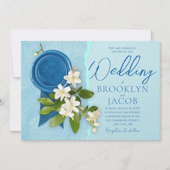 White Jasmines Wedding Invitation (Front)