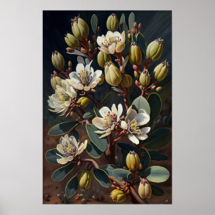 White Jojoba Flower Art Print Poster 