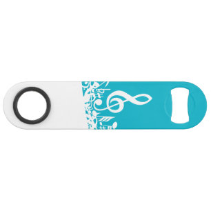 White Jumbled Musical Notes on Turquoise