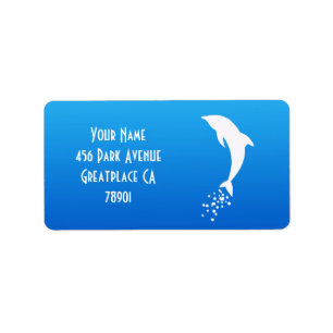 White Jumping Dolphin With Bubbles Address Lable Label