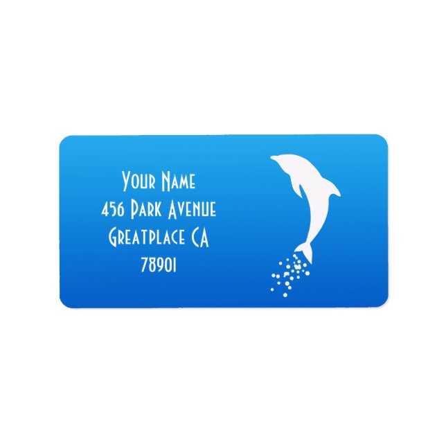 White Jumping Dolphin With Bubbles Address Lable Label (Front)