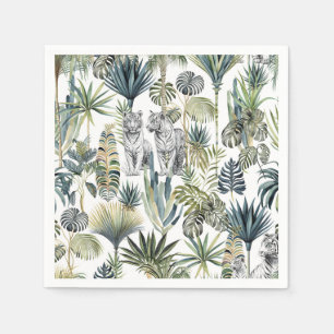 White Jungle White Tigers Paper Napkins
