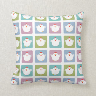 White Kawaii Chicken Sqaure Pattern Cushion