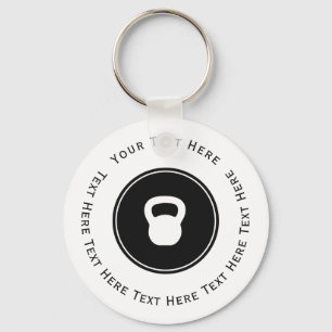 White Kettlebell Logo Key Ring