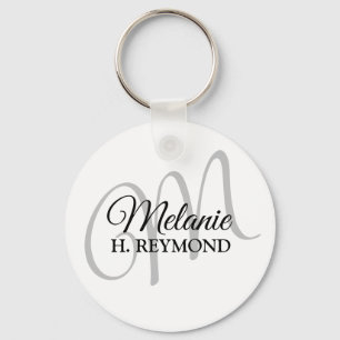white keychain with name