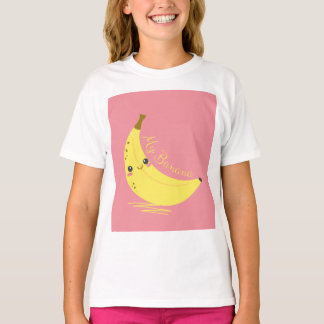 white kids half sleeve T-Shirt with banana design