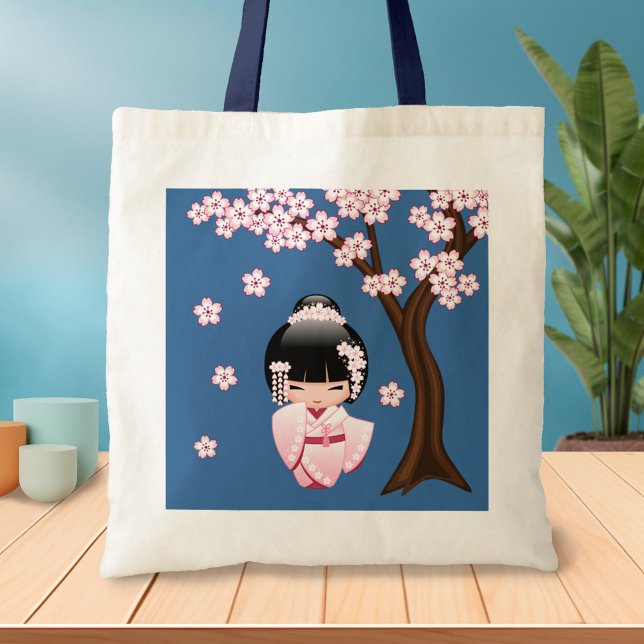 White Kimono Kokeshi Doll - Cute Geisha Girl Tote Bag (Creator Uploaded)
