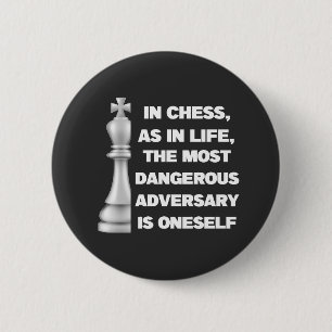 White King Chess Piece Wisdom Power Strategy 6 Cm Round Badge
