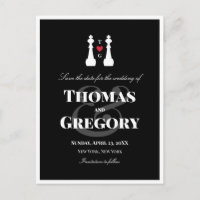 White King Chess Pieces Gay Wedding Save the Date