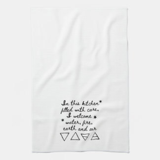 White Kitchen Towel Witch Pagan Incantation Symbol
