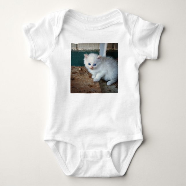 White Kitten Baby Bodysuit (Front)