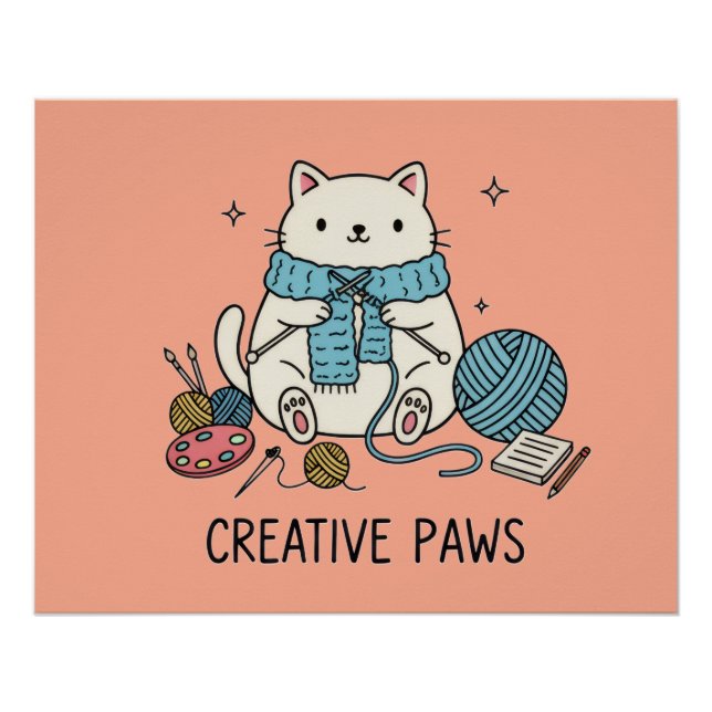 White Kitten Creative Hobbies Coral Design Accent Poster (Front)