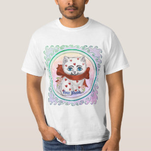 White Kitten Hearts T-Shirt