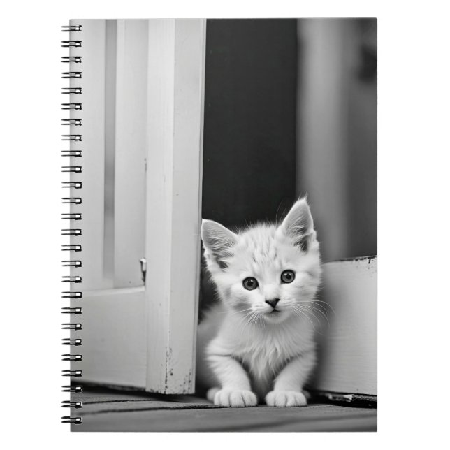 White Kitten In Doorway Notebook (Front)