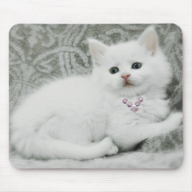 White Kitten Mouse Pad (Front)