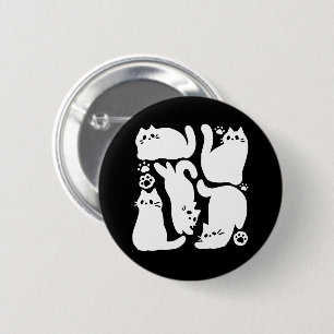 White Kitten Silhouettes - Cute Feline Design 6 Cm Round Badge