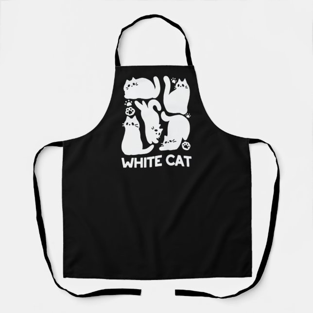 White Kitten Silhouettes - Cute Feline Design Apron (Front)