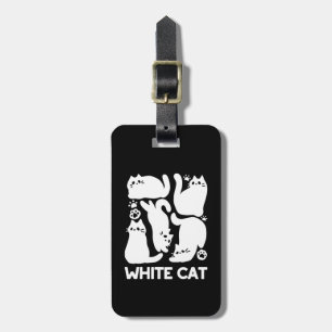 White Kitten Silhouettes - Cute Feline Design Luggage Tag