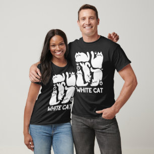 White Kitten Silhouettes - Cute Feline Design T-Shirt