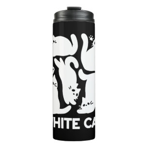 White Kitten Silhouettes - Cute Feline Design Thermal Tumbler