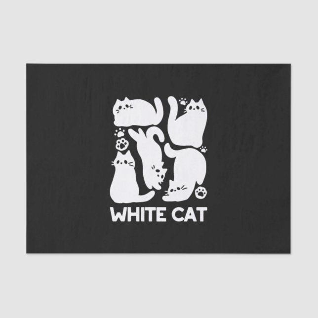 White Kitten Silhouettes - Cute Feline Design Tissue Paper (Front)
